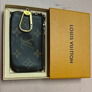 Louis Vuitton Monogram Key Pouch in Brown with Gold Hardware